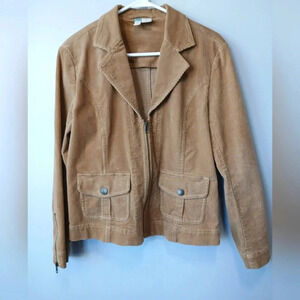 Sahalie women's size S tan corduroy zip up jacket with pockets